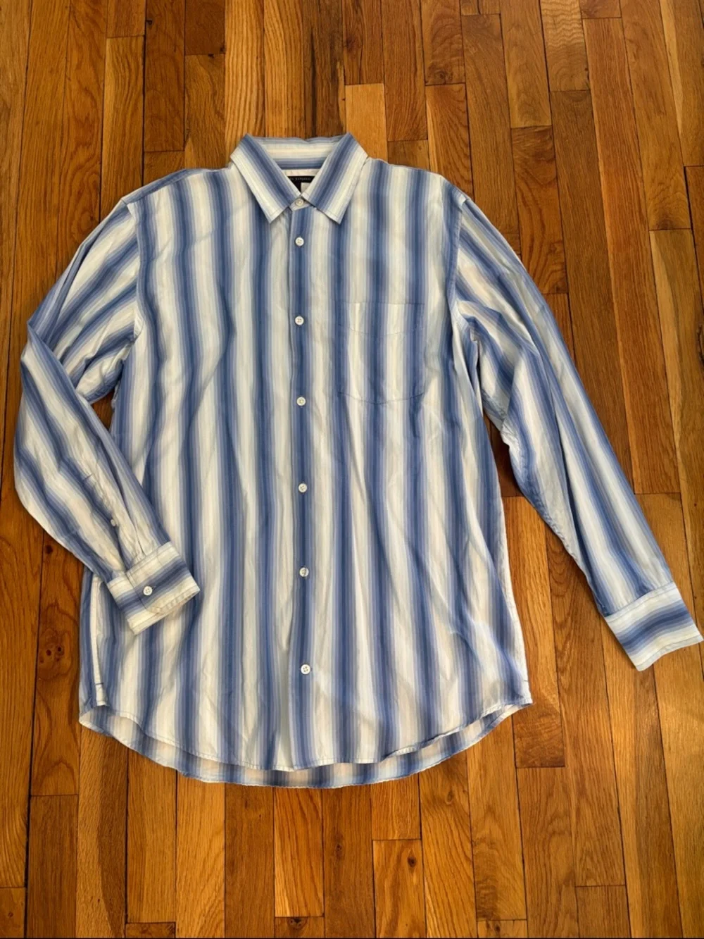 Banana Republic Blue & White Vertical Stripe Button-Down Shirt
